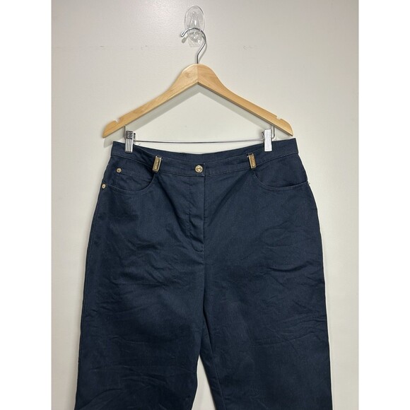 St. John Sport By Marie Gray Dark Wash Jeans Stretch Gold Accents Size 14 - Picture 2 of 9